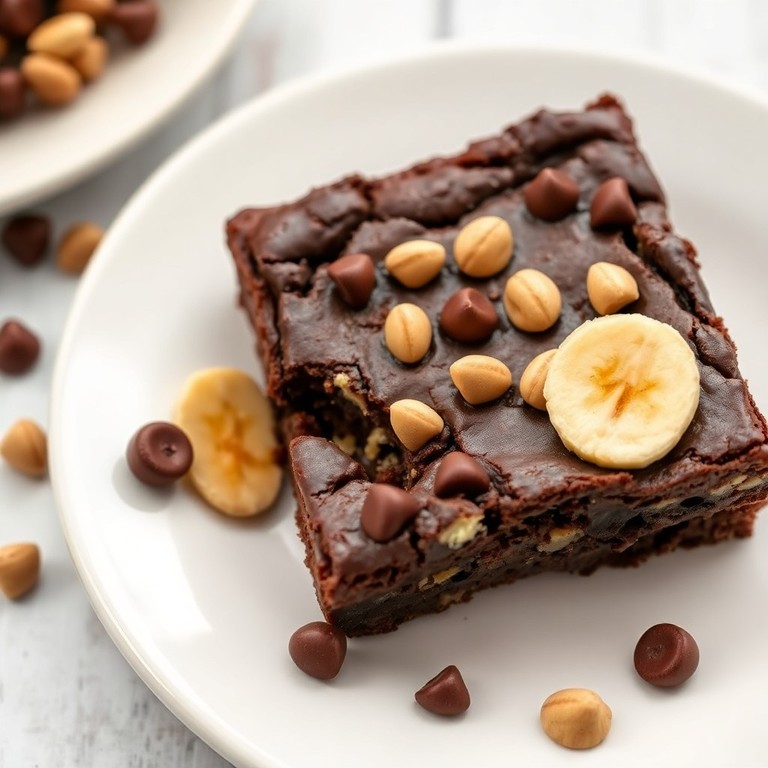 Brownies choco-banane aux pépites de chocolat et cacahuètes