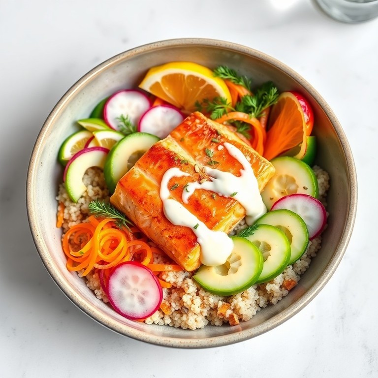 Seattle Lachs-Bowl mit Meerrettichsoße