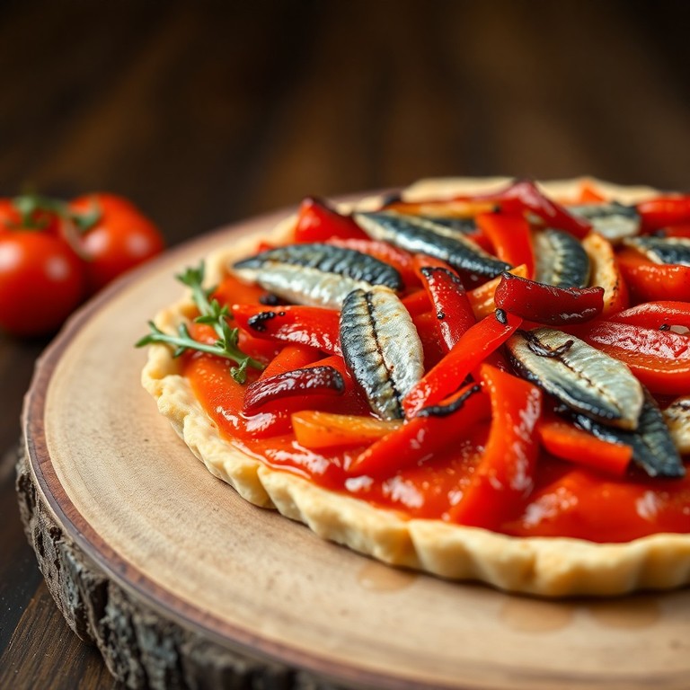 Tarte fine aux sardines et poivrons grillés