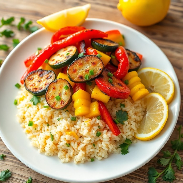 Gegrilltes Gemüse mit Zitronenreis