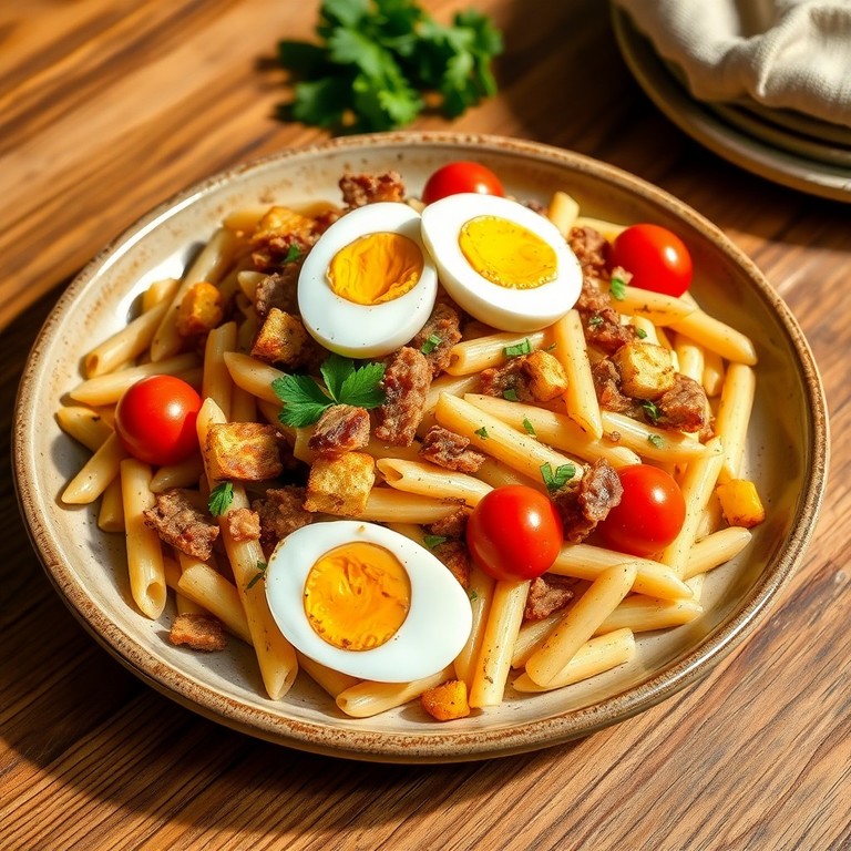 Salade de pâtes rustique aux lardons et gésiers