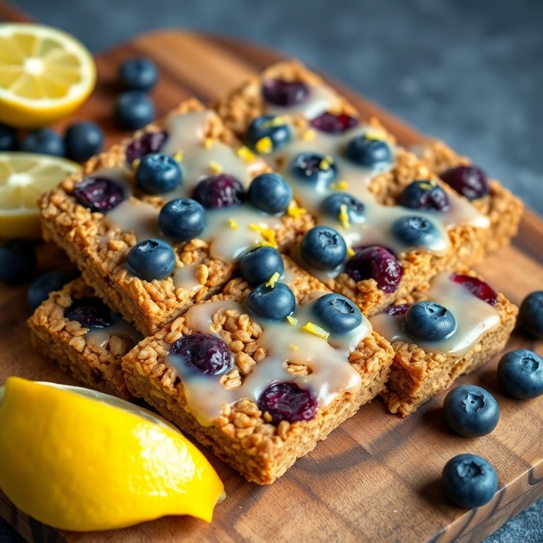 Flax & Oat Breakfast Bars with Blueberry & Lemon