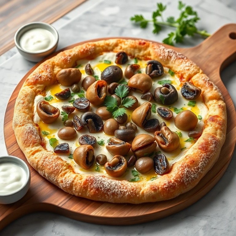 Vegan Mushroom Sardine Cream Pizza