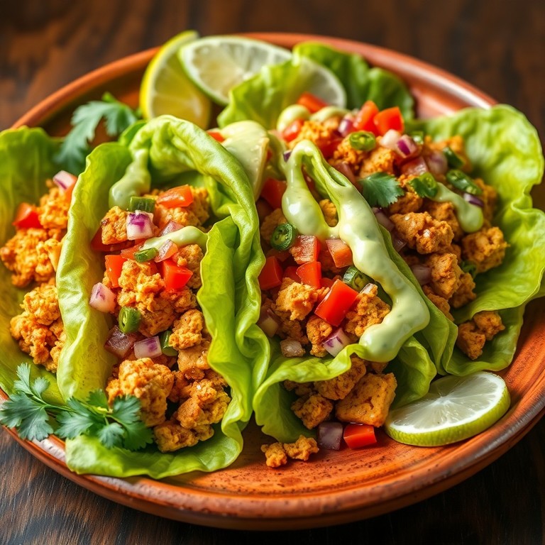 Tacos de Lechuga con Tofu y Salsa de Aguacate