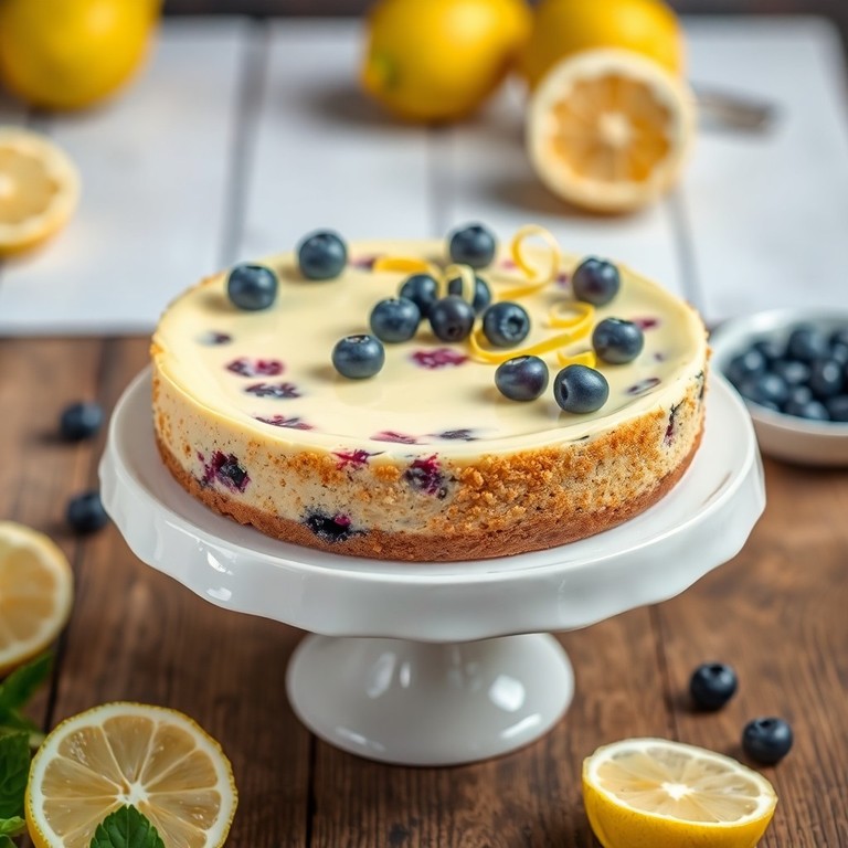 Lemon Blueberry No-Bake Cheesecake in Biscoff Crust