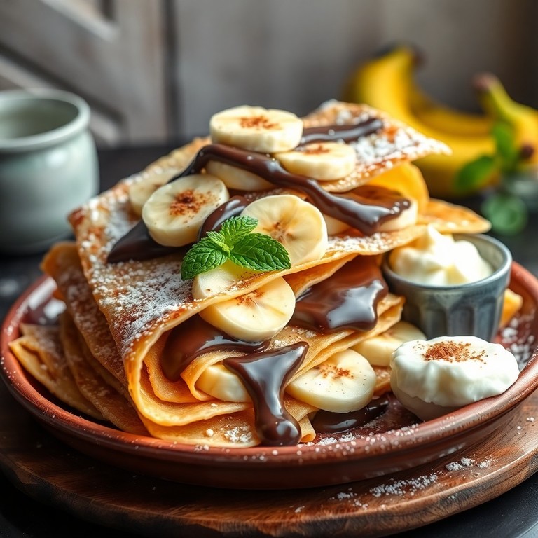 Crêpe au chocolat et banane à la mode méditerranéenne