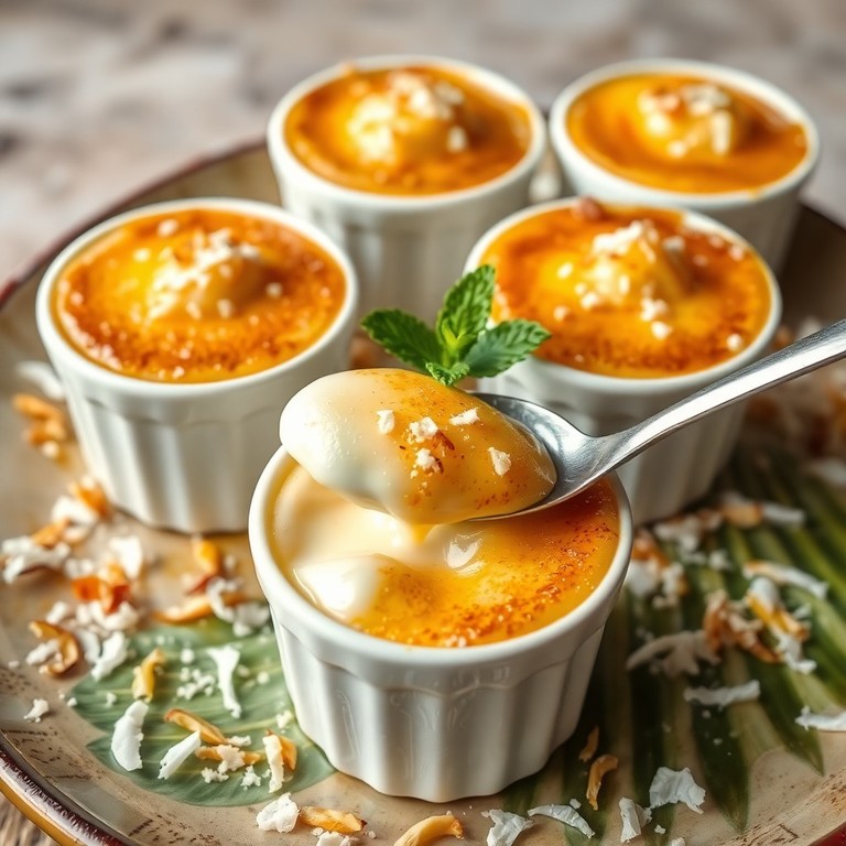 Karibische Vanille-Kokos-Crème brûlée
