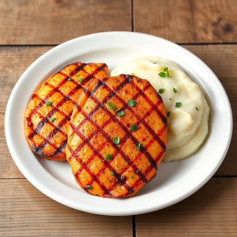 Filés de Frango Grelhados com Purê de Batatas Cremoso