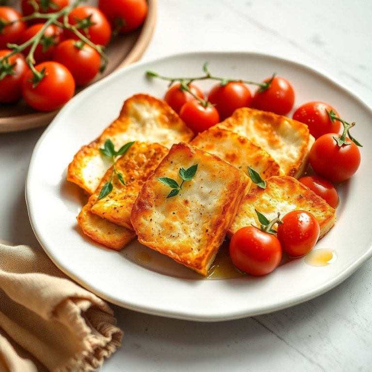 Gebratener Fetakäse mit Tomaten und Oregano