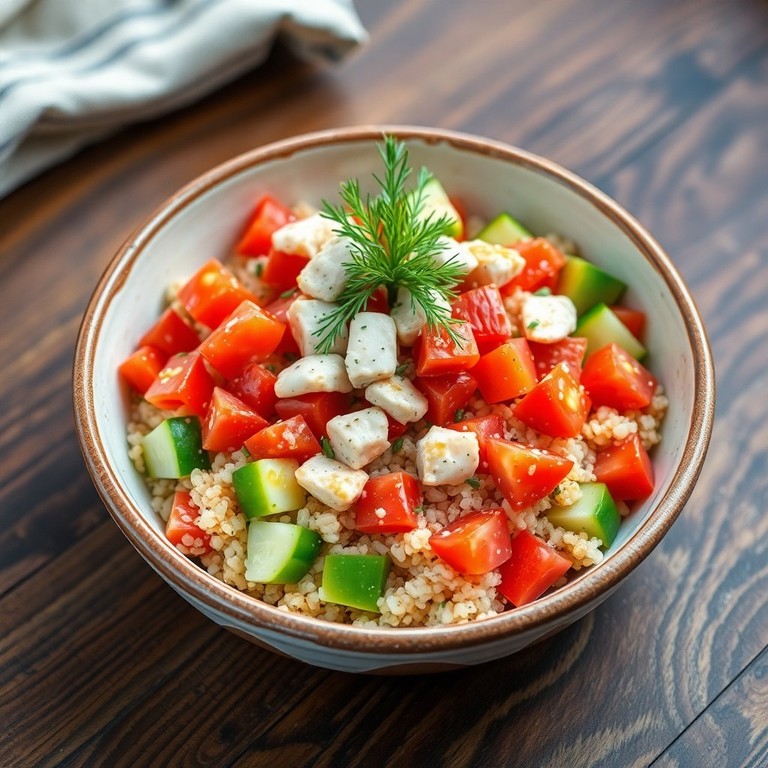 Bol de quinoa au thon et crudités méditerranéennes