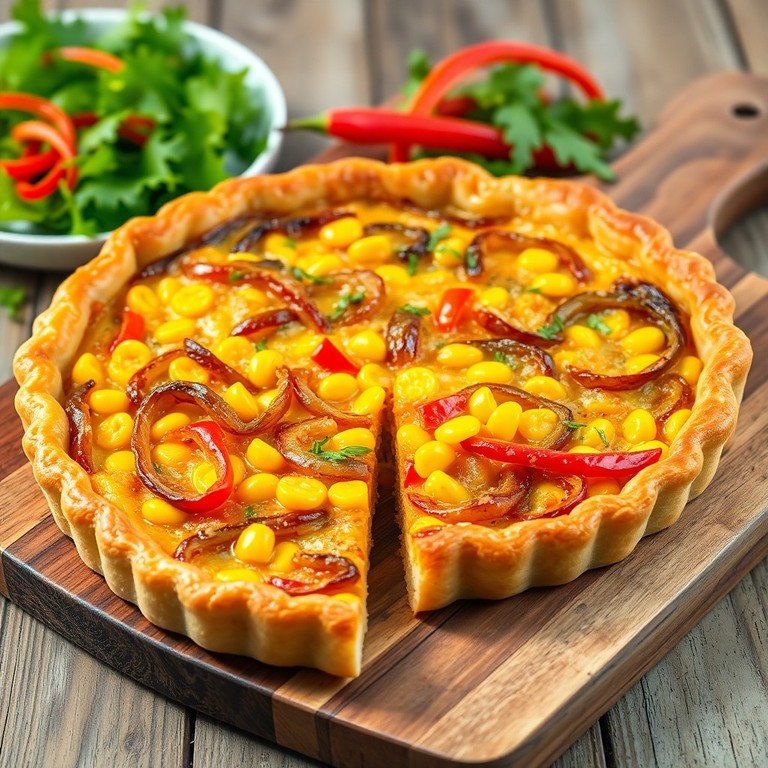 Quiche de Cebolla, Choclo y Pimientos Tricolor