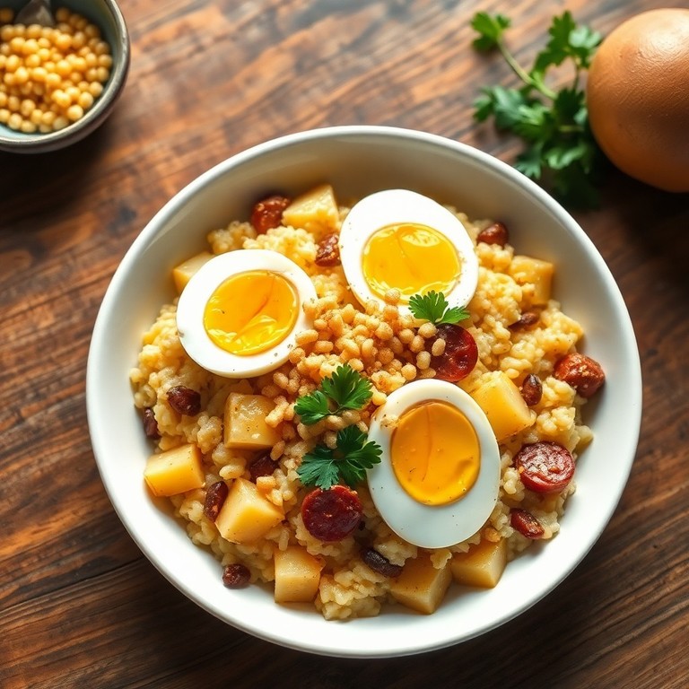 Risoto de Batata com Calabresa e Tapioca Crocante