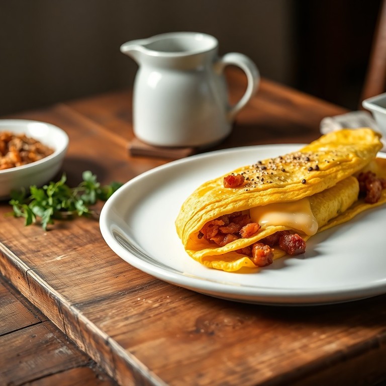 Omelette Savoureuse aux Lardons et Fromage Râpé