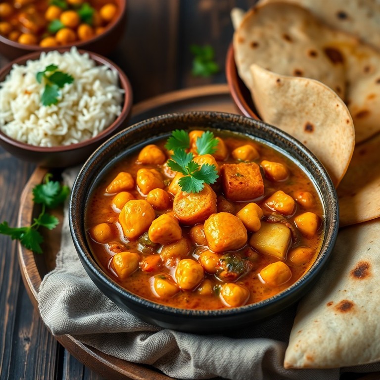 Hearty Chickpea and Paneer Curry with Velvety Onion-Gravy
