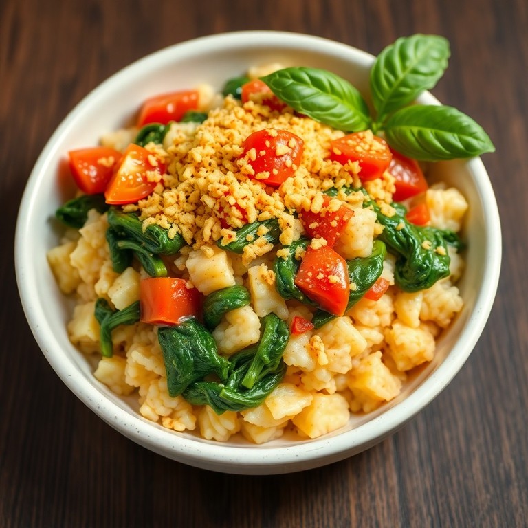 Riz sauté aux épinards, tomates et fromage râpé
