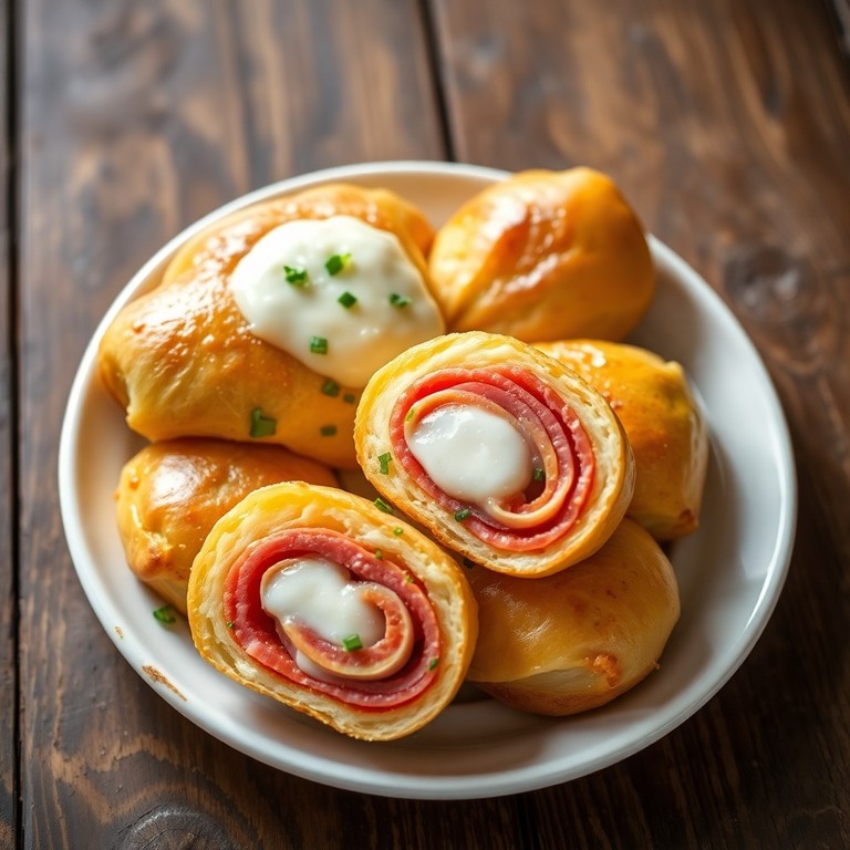 Kartoffel-Schinken-Röllchen mit Salami und Mozzarella