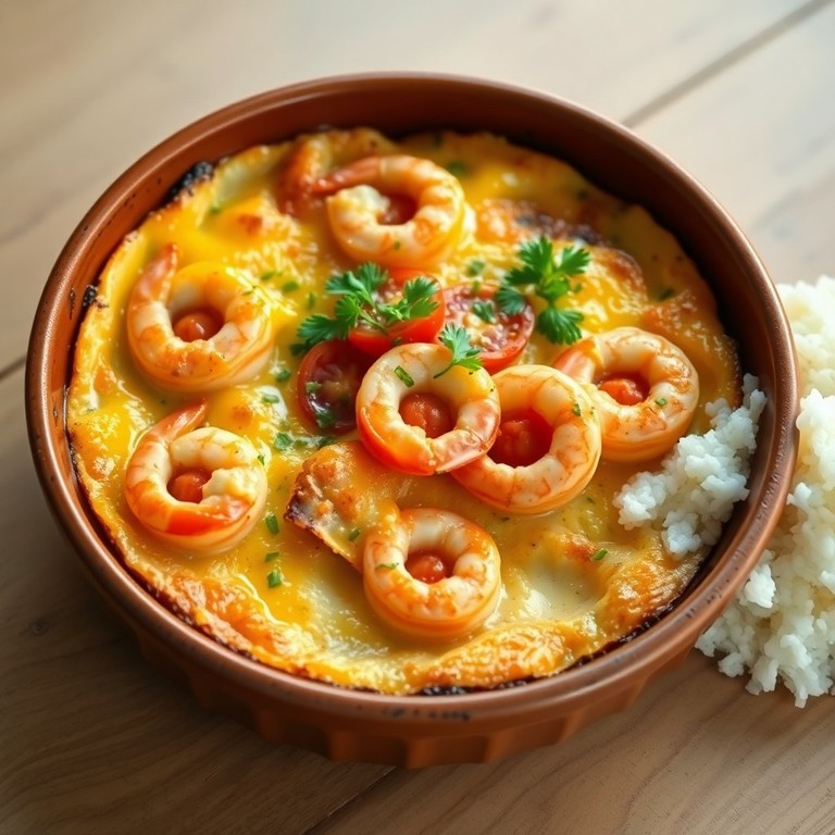 Gratin de Patates et Crevettes au Roquefort