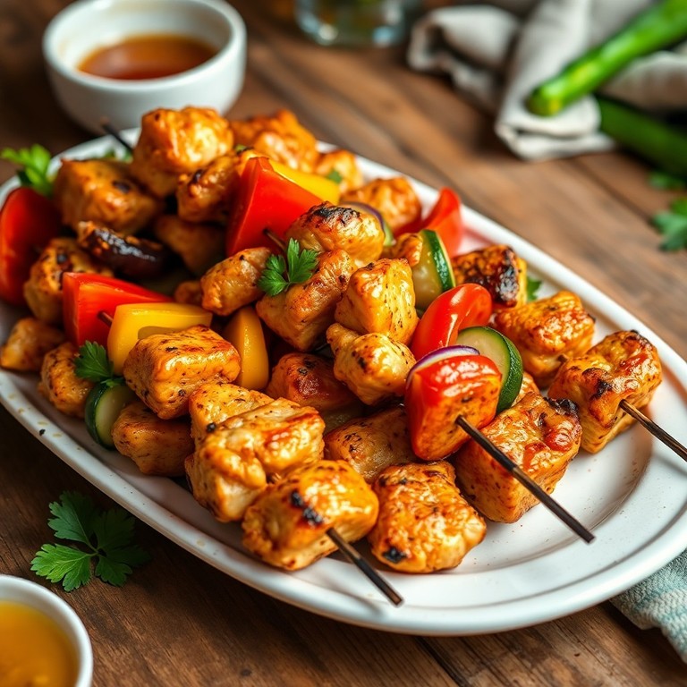 Pollo en Brochetas de Colores