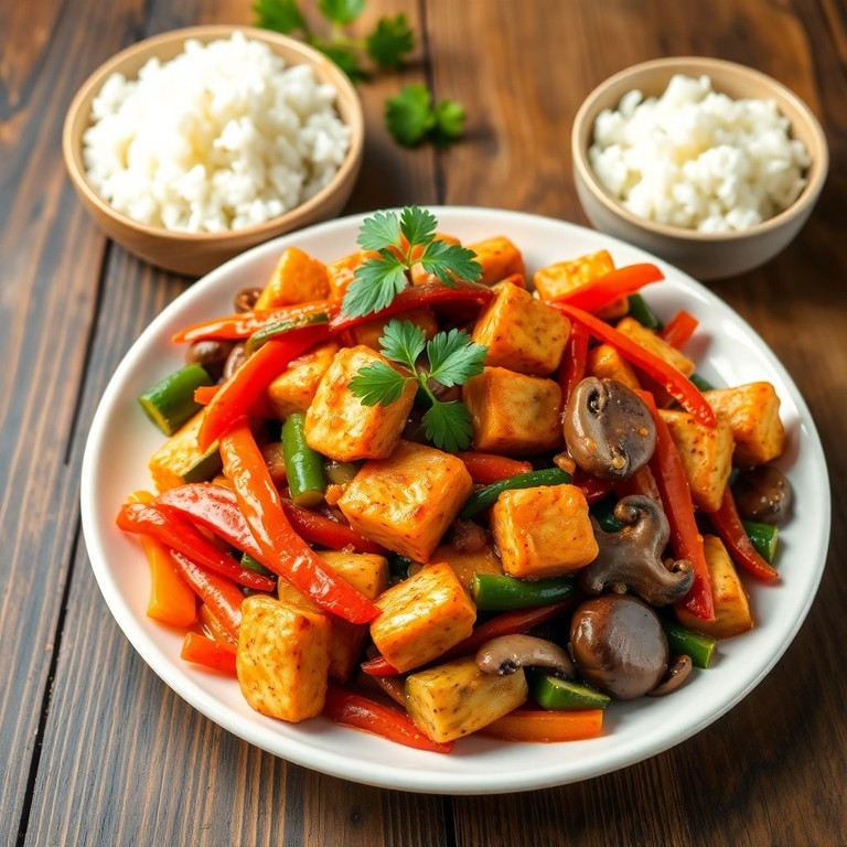 Poêlée de légumes sautés et tofu mariné