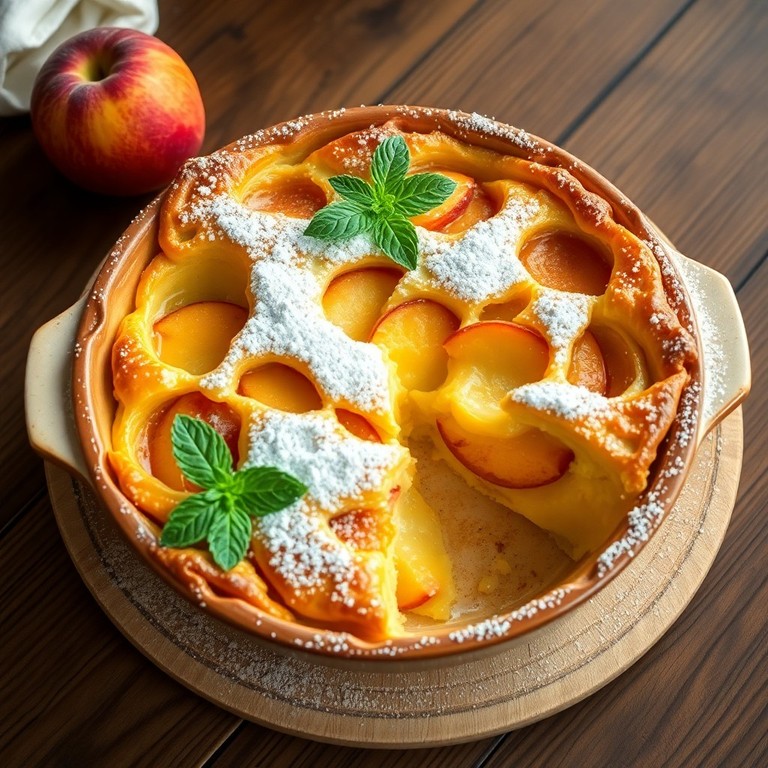 Clafoutis léger aux pêches et fromage blanc