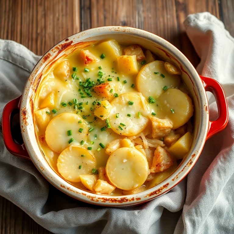 Germanischer Sauerrahm-Kartoffelauflauf mit Sauerkraut