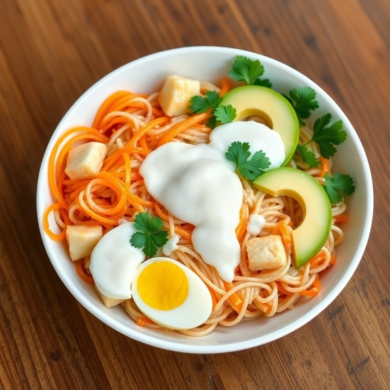 Creamy Avocado and Philadelphia Cheese Rice Noodle Salad