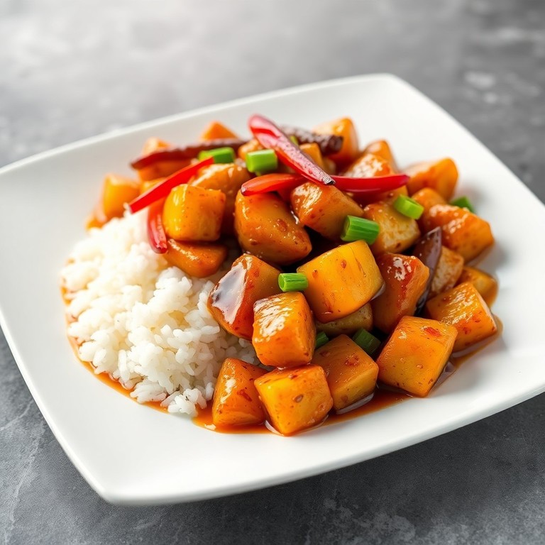 Sauté de Frango com Batatas e Arroz ao Estilo Asiático