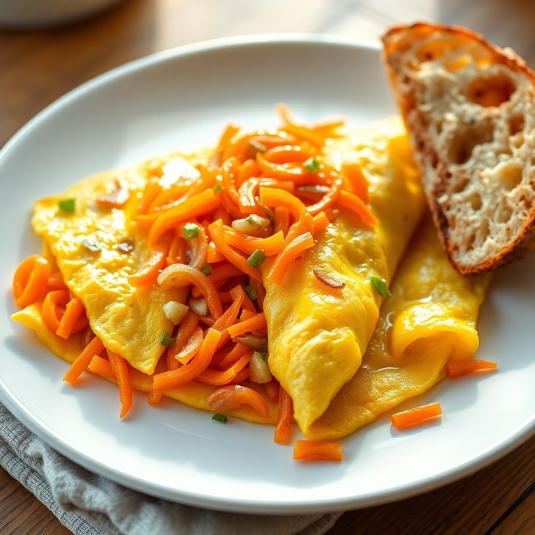 Omelette parfumée aux légumes et pain grillé