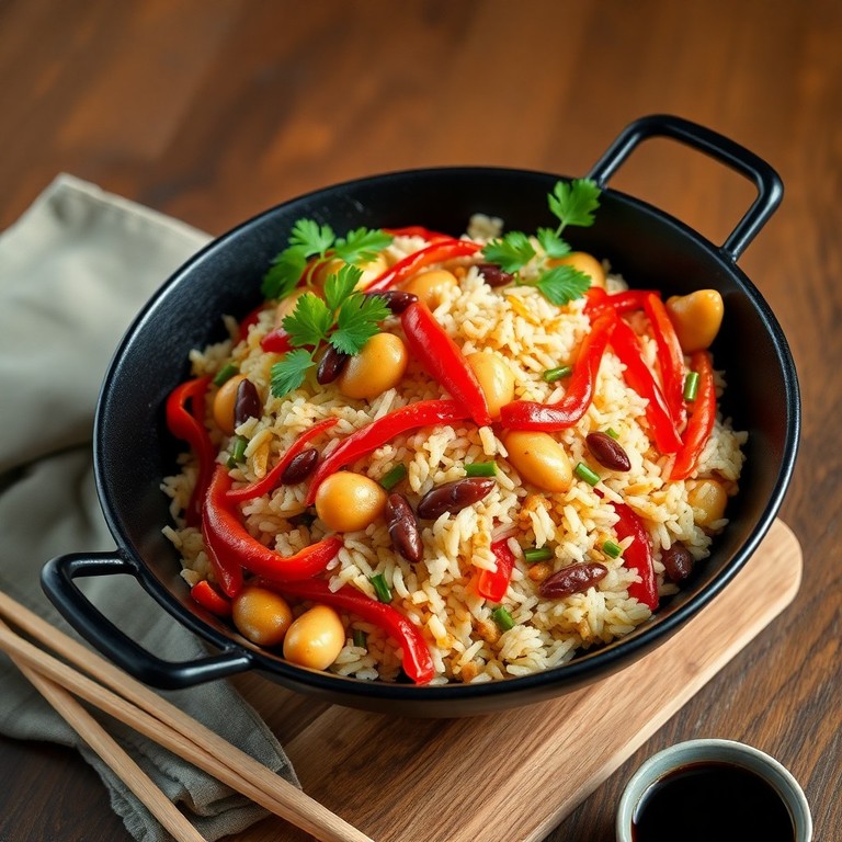 Riz sauté aux légumes et ail confit