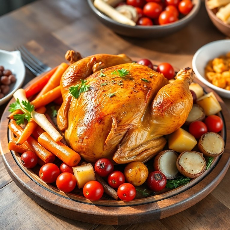 Hearty Roast Chicken and Vegetable Platter