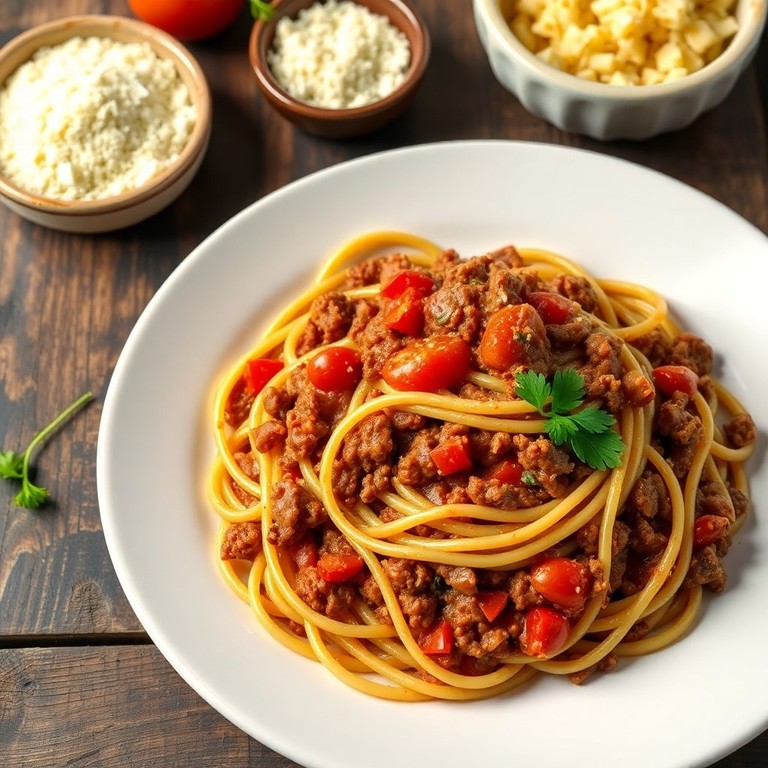 Espaguete com Molho de Carne Moída e Fígado