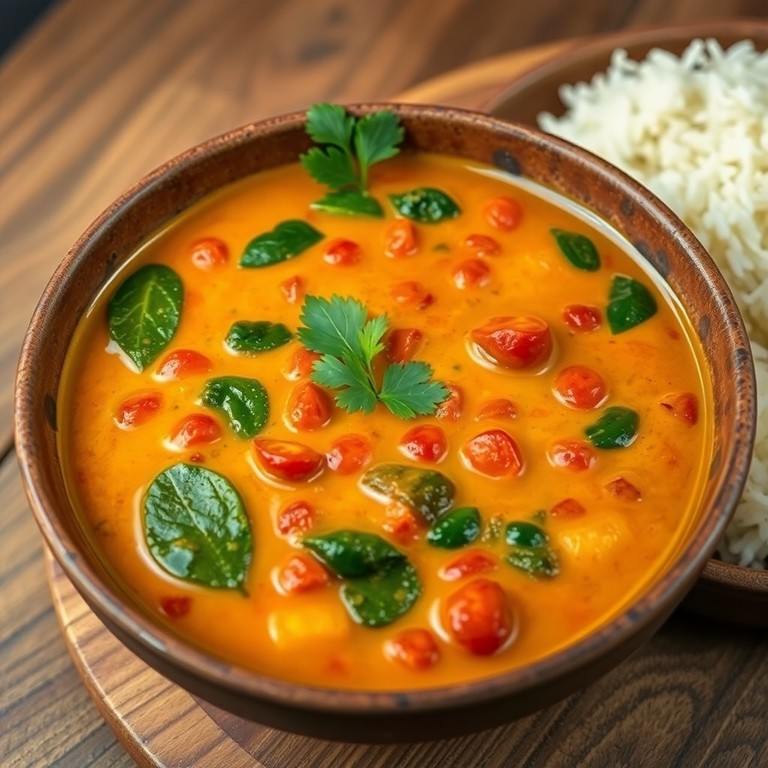 Vegetarisches Dal mit Tomaten und Spinat
