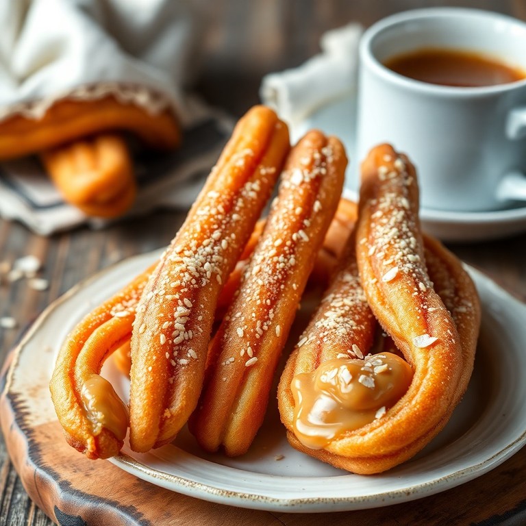 Churros de Doce de Leite com Gergelim e Coco Ralado