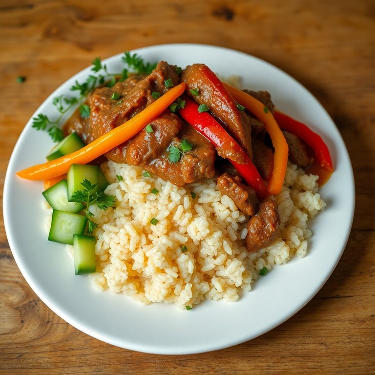 Гречка с говядиной и свежими овощами