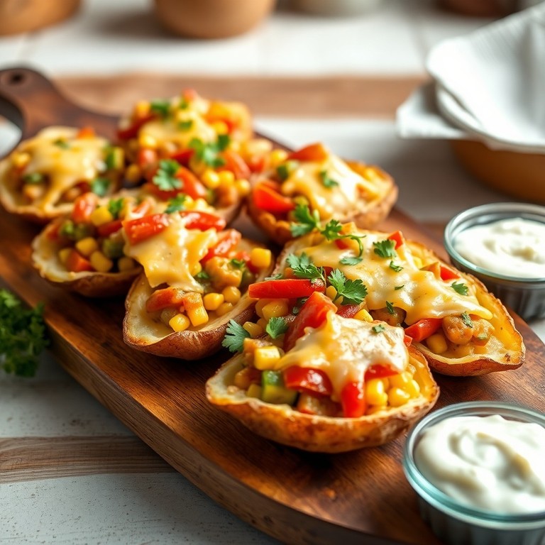 Crispy Baked Potato Skins with Savory Veggie Filling