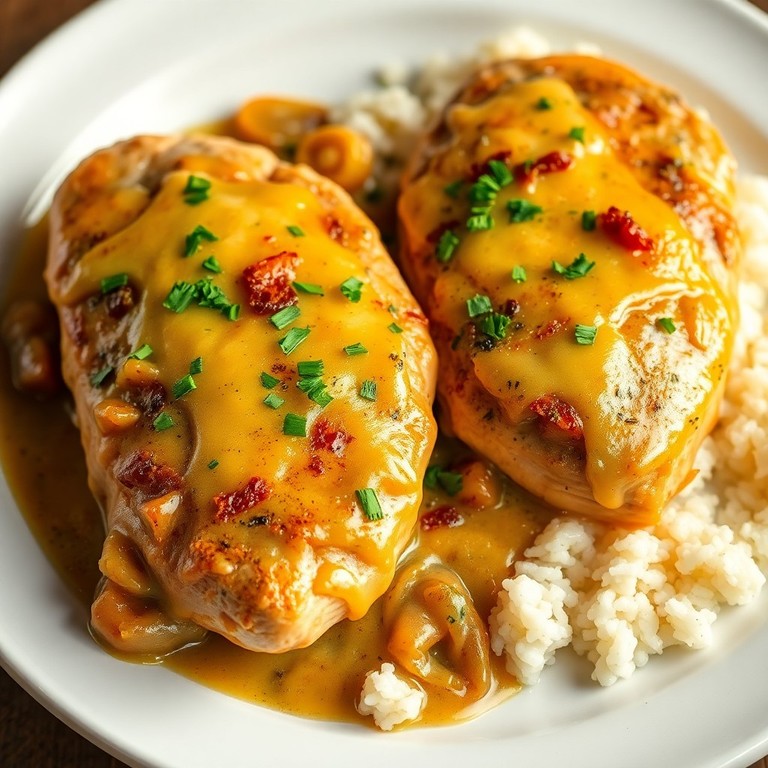 Poulet crémeux aux oignons et lardons