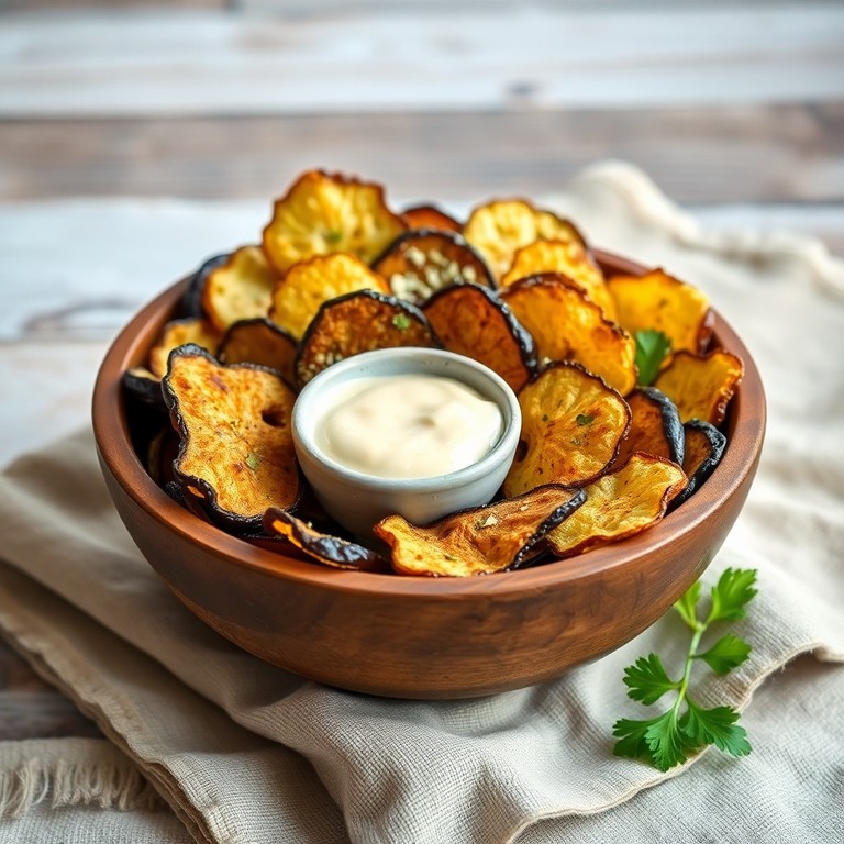 Chips Crocantes de Berinjela e Couve-Flor