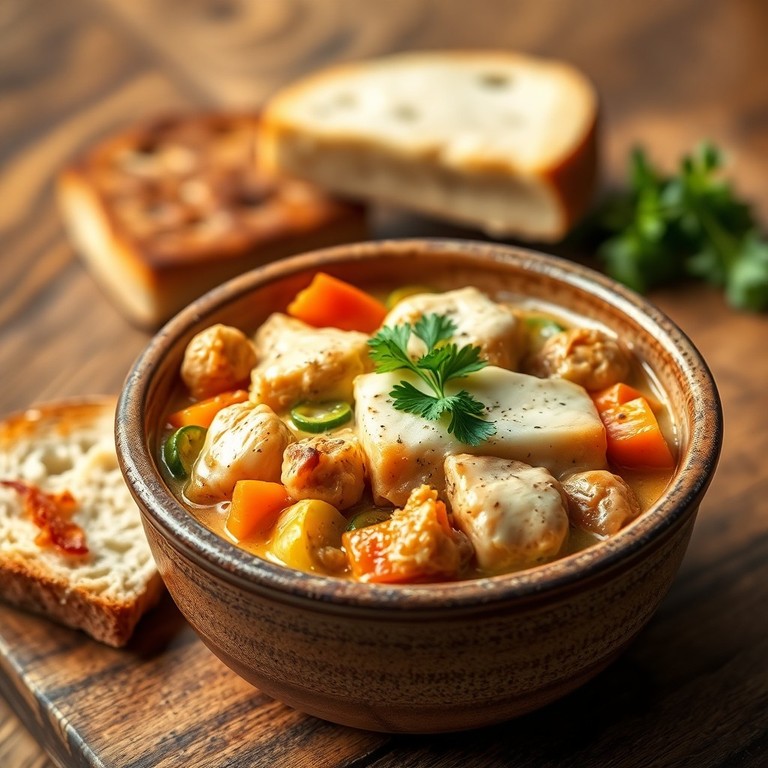 Ragoût crémeux de poulet aux légumes et mozzarella