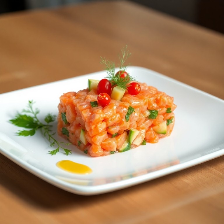 Tartare de poisson aux fines herbes et légumes frais