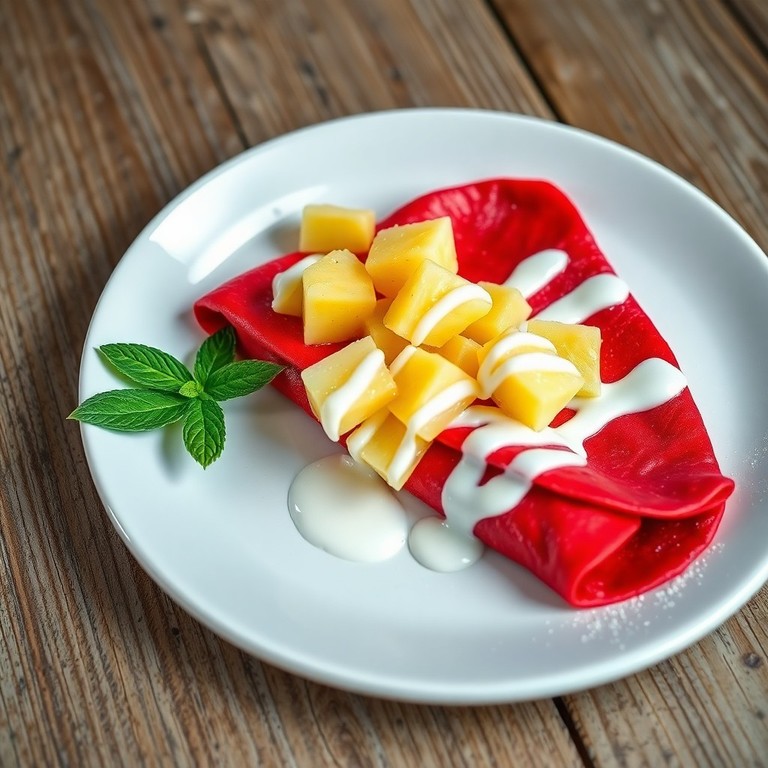 Crepa Roja de Piña y Nutella con Cobertura Glaseada