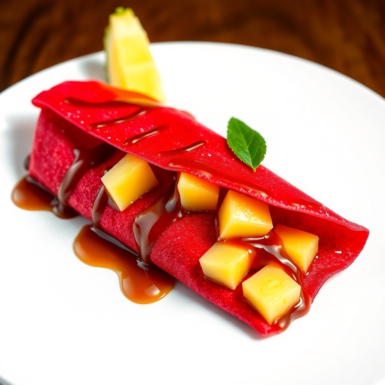 Crepa Roja Tropical con Nutella y Piña