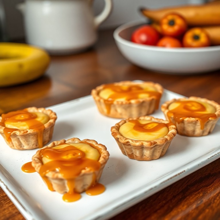 Banana Sugar Tarts with Fluffy Crust and Caramel Drizzle