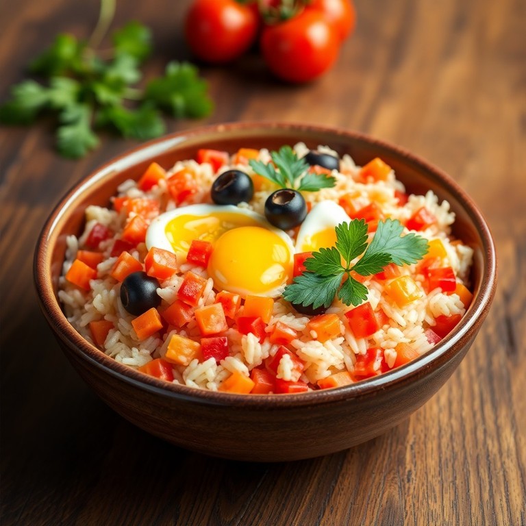 Arroz à Provençal com Ovos e Azeitonas