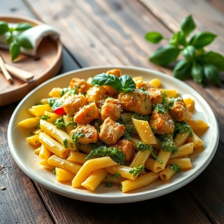 Pâtes au poulet et pesto express