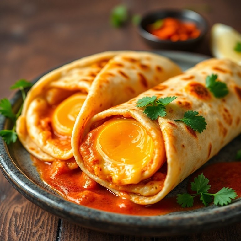 Masala Omelette Wraps with Half-Cooked Slimy Eggs