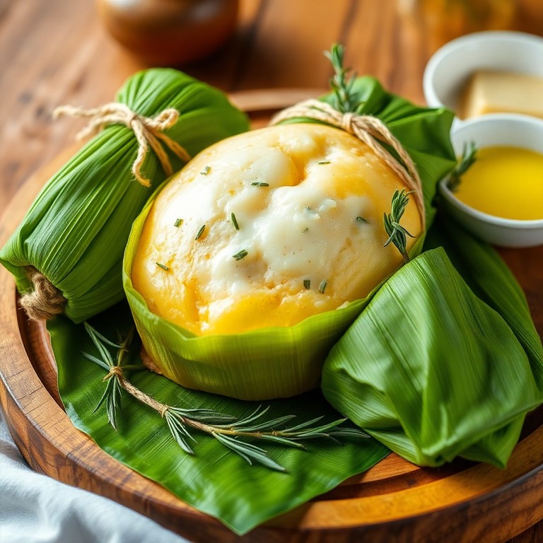 Pamonha Tradicional com Recheio de Queijo Coalho e Alecrim