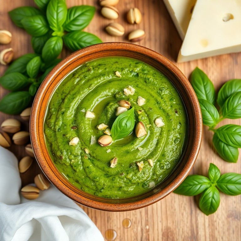 Pesto de pistaches et basilic avec parmesan râpé