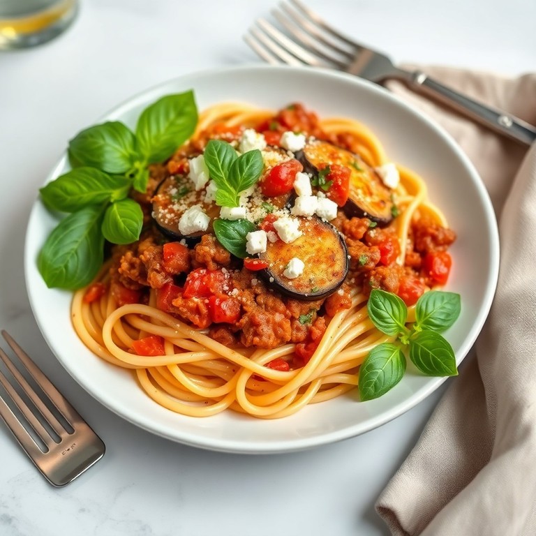 Mediterrane Aubergine en Vleespasta