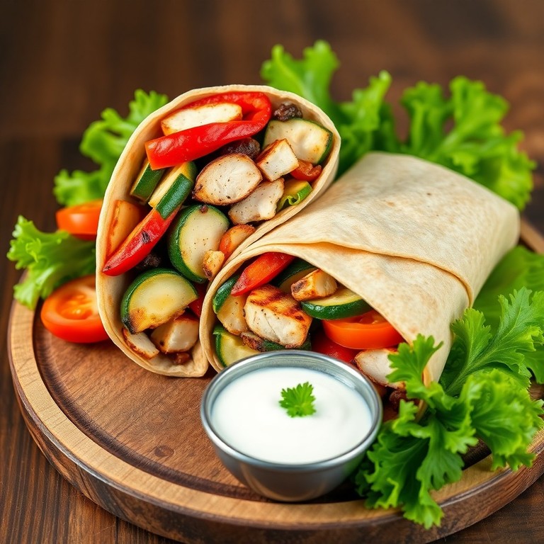 Wrap de pollo y vegetales al grill