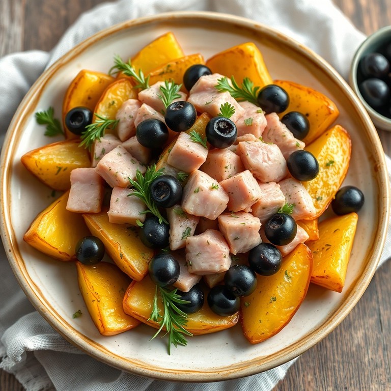 Pommes de terre rôties aux saveurs de la Méditerranée avec thon et olives